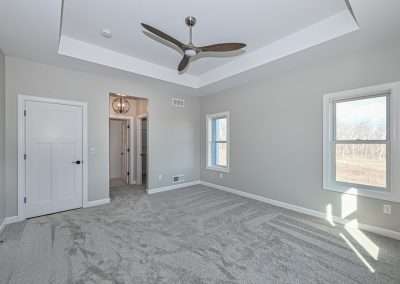 Custom home, carpeted bedroom flooring